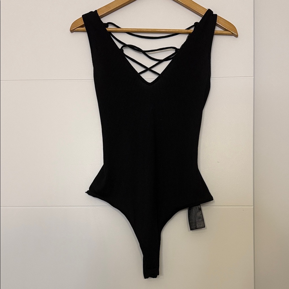 Guess Black V-Neck Bodysuit